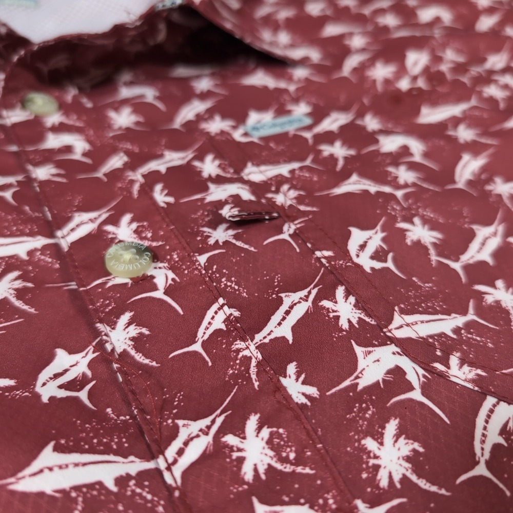 Columbia PFG Men XXL Short Sleeve Marlin Palm Tree Fishing Shirt Outdoors FM1039 - Picture 4 of 9